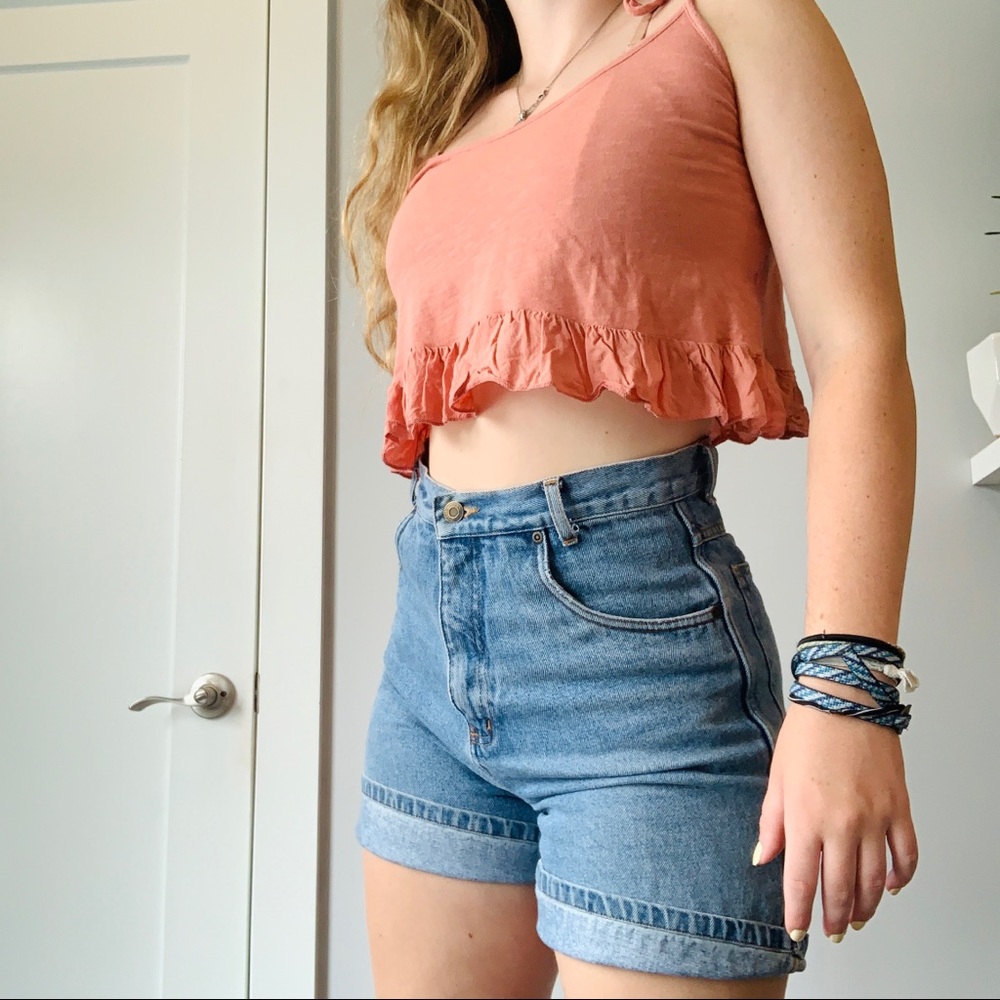 Pink ruffle tie crop top from urban outfitters